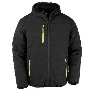 Result Genuine Recycled Mens Compass Padded Winter Jacket / Black/Lime Green